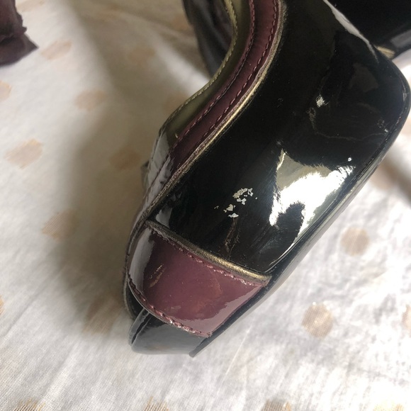 Aldo Black Grey & Plum Peep Toe Slip On High Heels - Picture 8 of 8